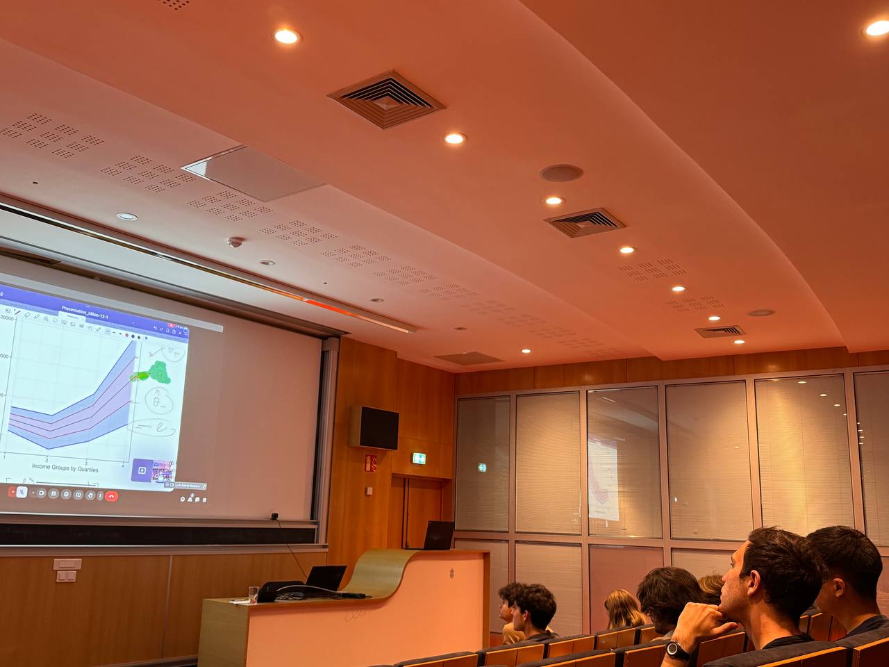 Presenting at the podium
